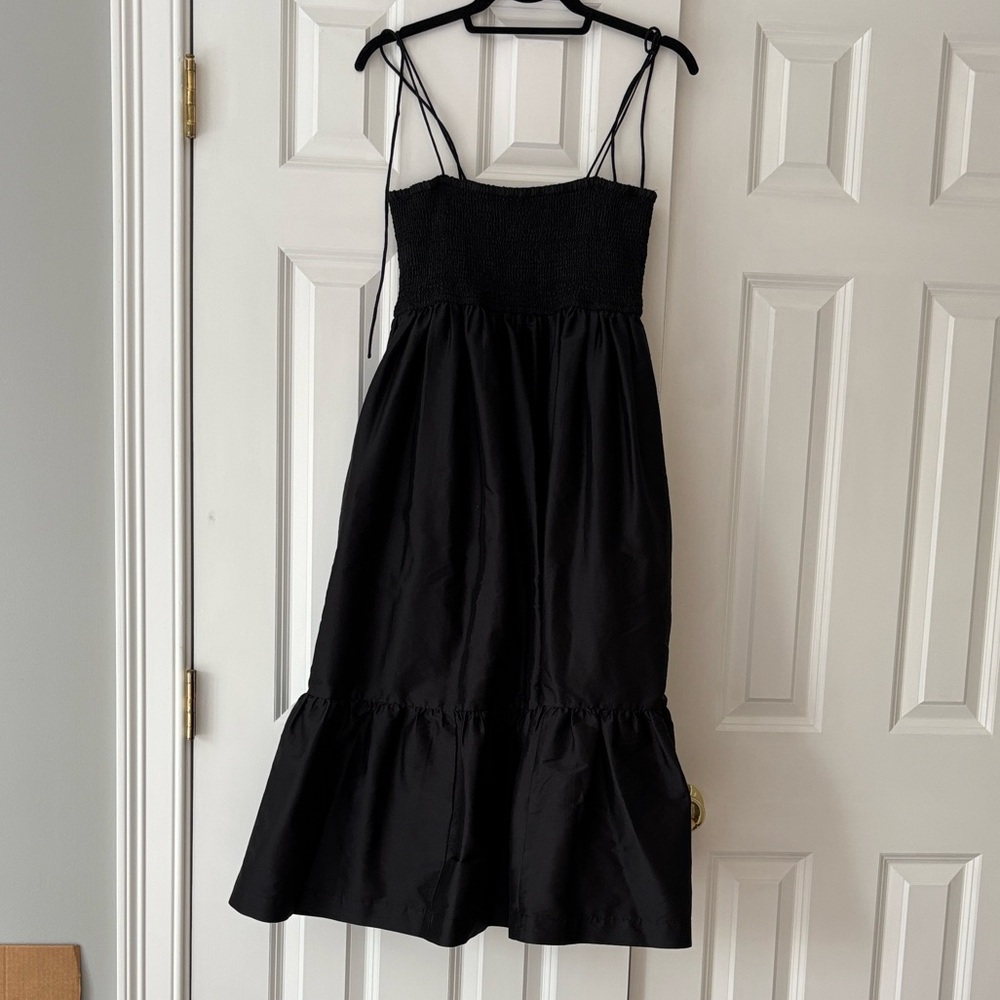 Chic Black Midi Dress with Spaghetti Straps